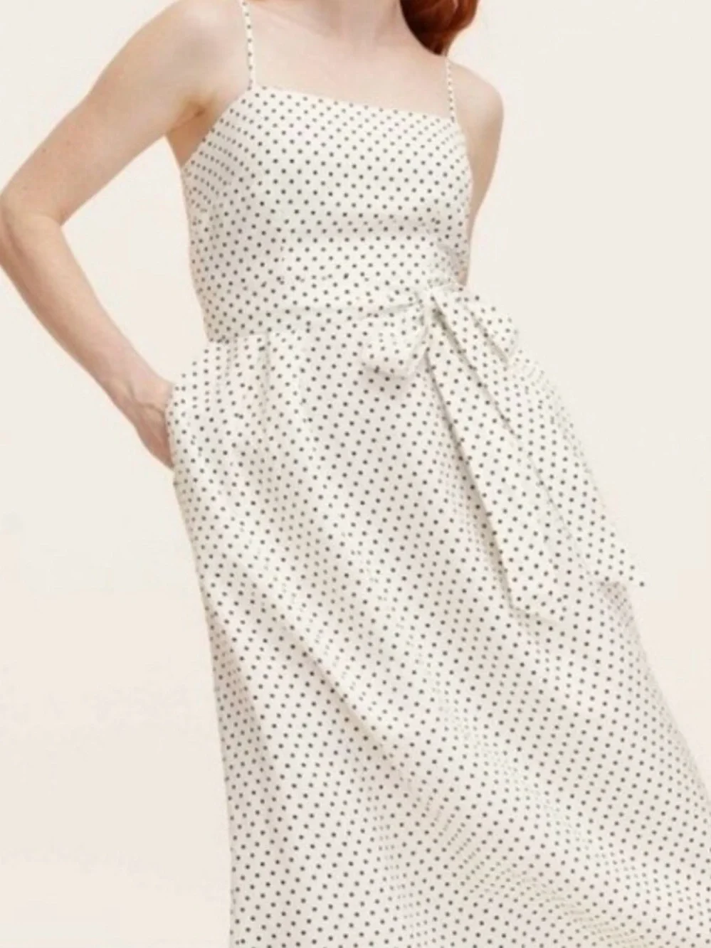 kate spade Belted White Midi Dress with Black Polka Dots, SZ. XL, NWT